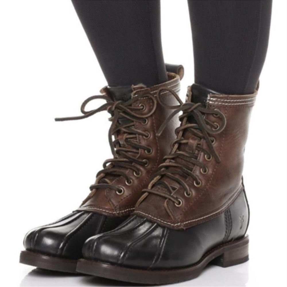 FRYE Duck Boots - Brown and Black Lace-Up Boots